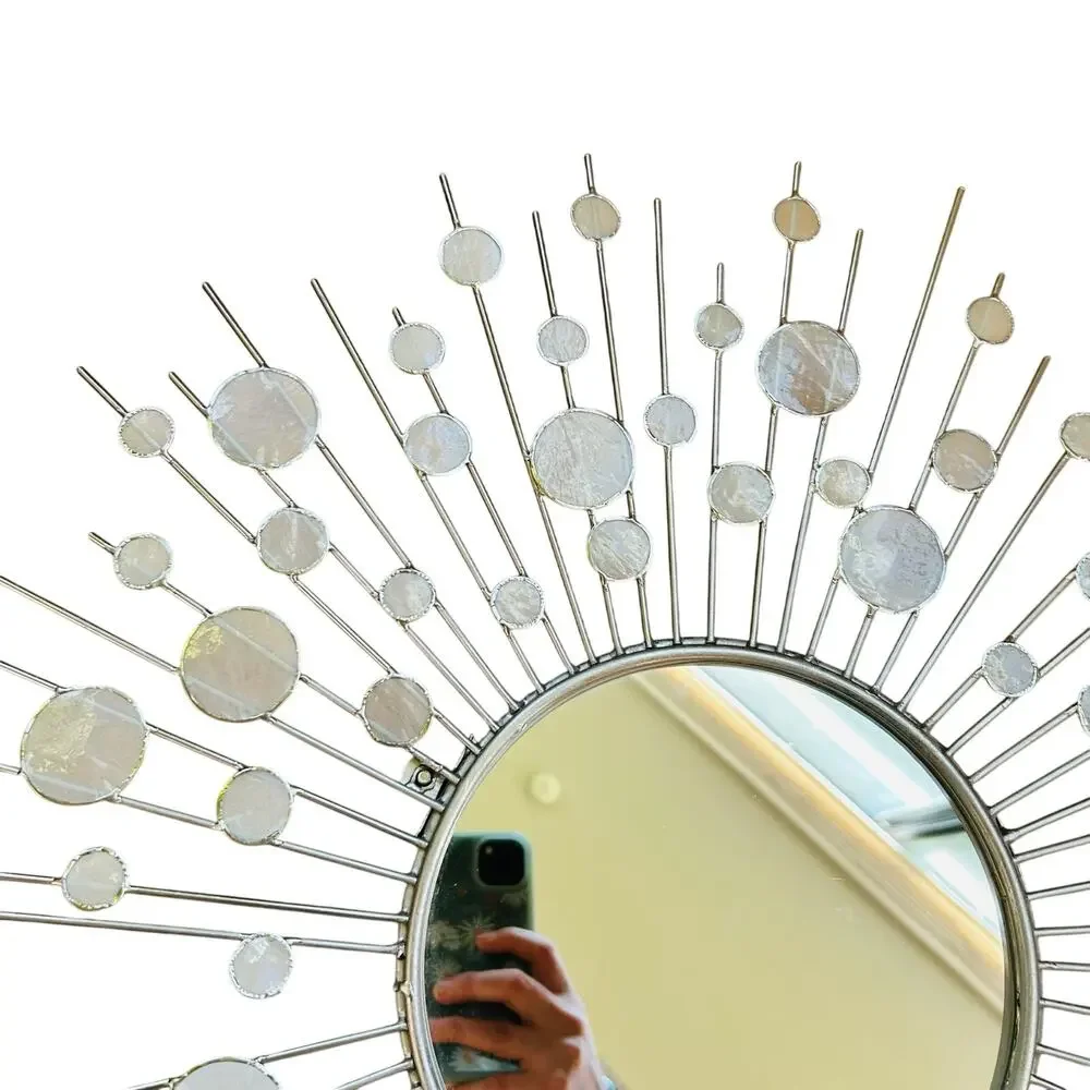 SUNBURST MIRROR silver w/ capiz shells - read